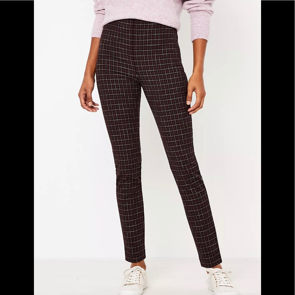 Side zip skinny pants in plaid by Loft